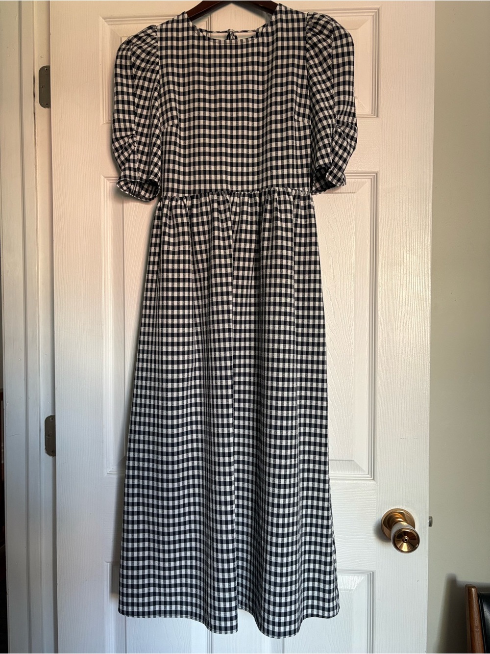 Topshop Navy and White Gingham Petite Dress